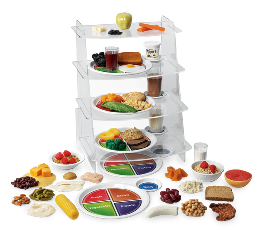 Complete MyPlate Kit – Food Replica Training Set with Plates and Display Rack