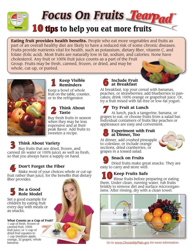Load image into Gallery viewer, Fruit Food Group TearPad – Fruits Nutrition Education Handout (50 Sheets)
